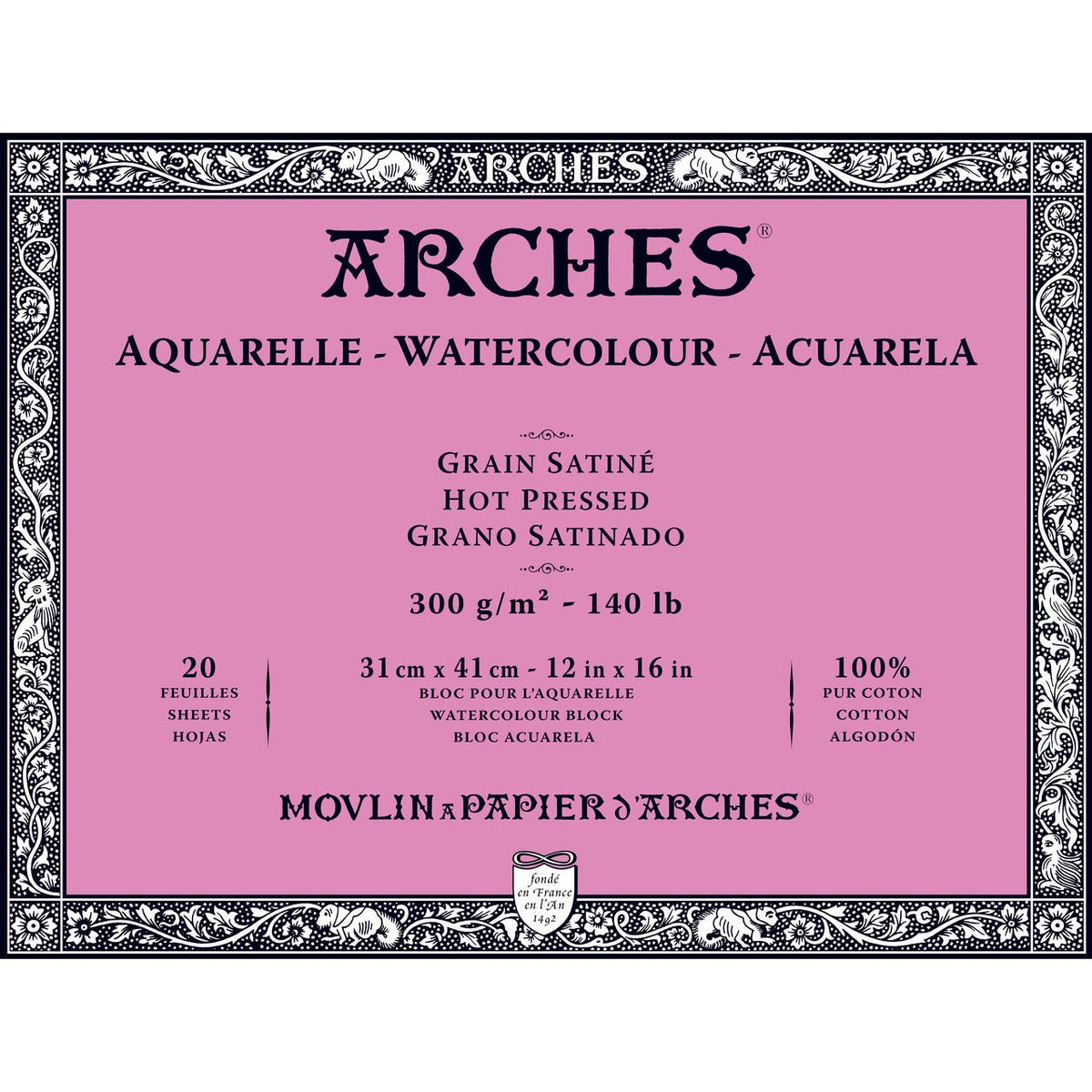 ARCHES PAD HOT PRESS 12 X 16