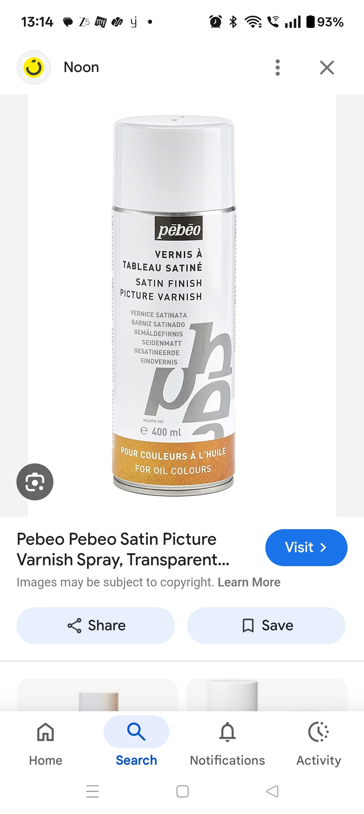 PEBEO SATIN  PICTURE VARNISH FOR OIL