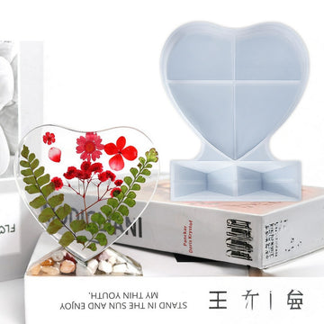SILICON MOULD HEART PHOTO FRAME N STAND
