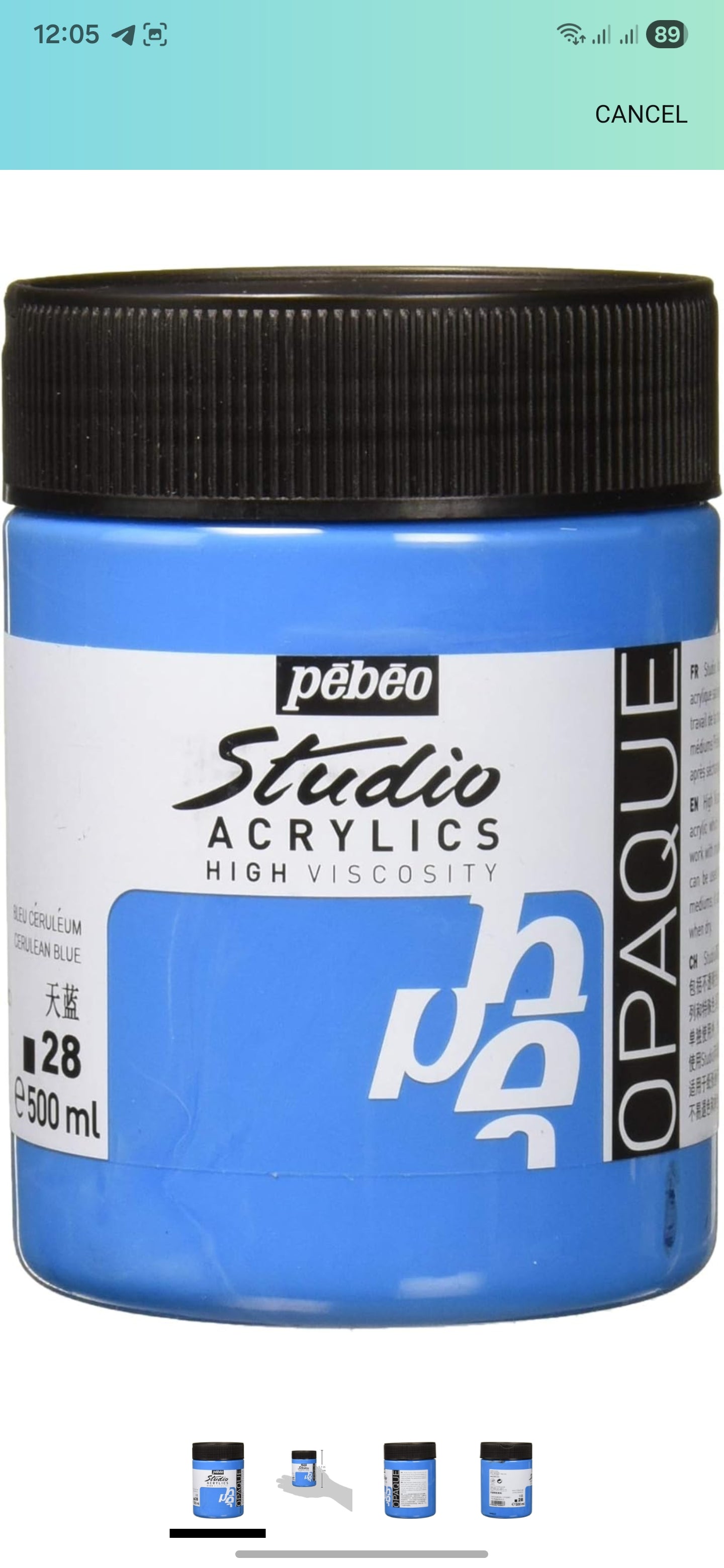 PEBEO AAC 500ML CERULEAN BLUE